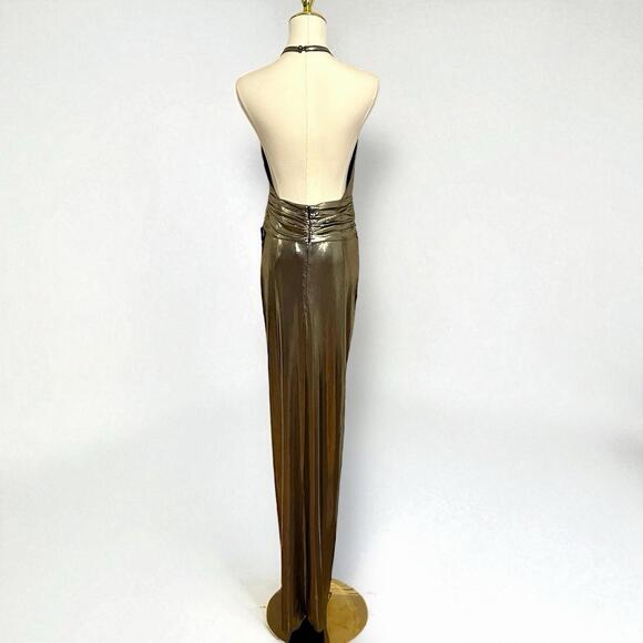 $798 Retrofete Anida Dress Silver Lame Knotted Halter Designer Rare Small/Medium - Picture 12 of 15